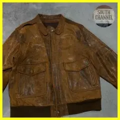 LeatherJacketフライトジャケットA-2 本革 韓国製 赤茶 Lのサムネイル