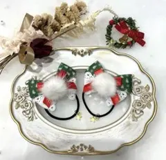 No.566♡ クリスマス♡ファー付き♡ヘアゴム♡ハンドメイド♡