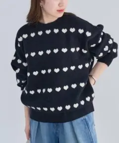 ハート柄ネイビーセーター サイズF