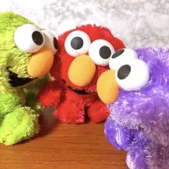 セサミストリート エルモ ぬいぐるみ セット 赤 黄緑 紫