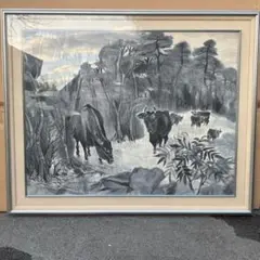 大内田茂士作 つばき林 1968年作 油絵直筆 M50 サイズ 現代作家0820