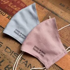 ハンドメイド布マスク★10092 大人用 ダンガリー 水色 ピンク。白ゴム 綿