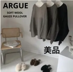 ARGUE SQUAREWOOL GAUZE STOLE GRAGE-CHECK - メルカリ