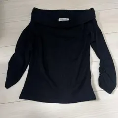 オフショルダー ブラックニット 五分袖