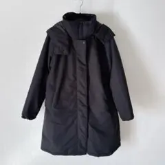 無印良品 撥水 ダウンコート ミドル 黒 M フード