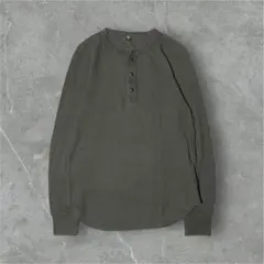 00s OLD UNIQLO ロンT ヘンリーネック サーマル カーキ y2k