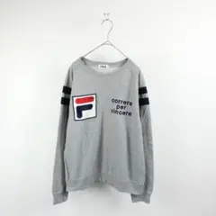 フィラ FILA ロゴ 刺繍 スウェット トレーナー グレー L