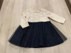 conoco 花柄刺繍ワンピース 80cm ネイビー/ホワイト フォーマル