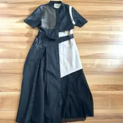 ユナイテッドトウキョウ　黒とベージュの半袖シャツワンピース