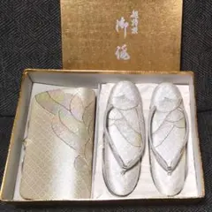 高級和装用バッグと草履のセット シルバー系