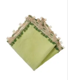 近沢レース/タオルハンカチ/和レース/茶道/イエローグリーン/ラッピング済み