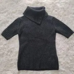 アナイ　ハイネック　ウールリブニット　グレー　半袖　38
