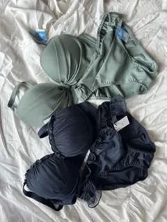 ブラジャーショーツセット ネイビー グリーンのサムネイル