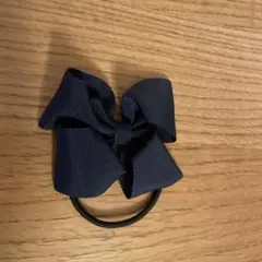 ネイビー　リボン　ヘアゴム