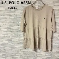 ユーエスポロアッスン　カットソー　【LL】　ベージュ　おしゃれ　綿100％