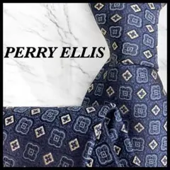 PERRY ELLIS ペリーエリス ネクタイ ブルー系 花柄 シルクのサムネイル