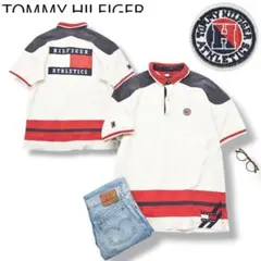 【デカロゴ】90s トミーヒルフィガー 半袖 ラグランスリーブ ポロシャツ XL