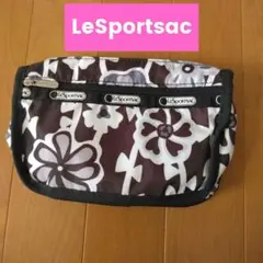 lesportsac ポーチ　黒　花柄