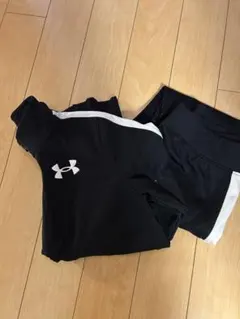 アンダーアーマー　ジャージ上下160cm ブラックホワイトUNDERARMOUR