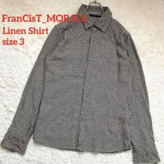 ✨麻✨美品 フランシストモークス 千鳥格子柄 ワイヤーシャツ リネン混 桜井和寿のサムネイル