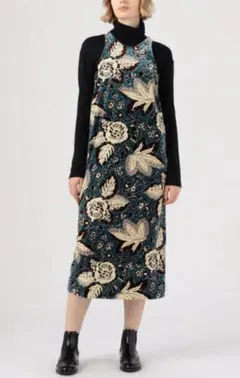 SOULEIADO ブライトベロア プリントナローワンピース 36