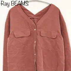 【Ray BEAMS】ダブルポケットVネックシャツ　brick　レッドのサムネイル