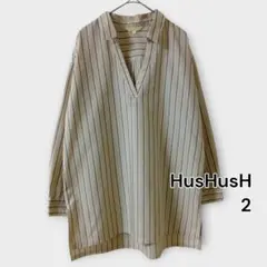 HusHusH ストライプスキッパーシャツ ライトベージュ 表記2