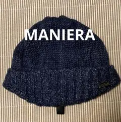 MANIERA マニエラ　リネン キャバリエ ワッチ　ニット帽　ネイビー系