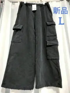 ★新品タグ付★ ZARA アシッドウォッシュ カーゴ スウェットワイドパンツ L