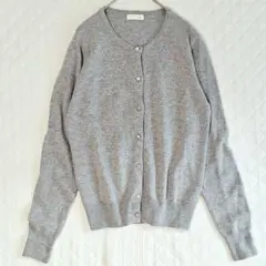 index グレーニットカーディガン　羊毛アンゴラ混　L