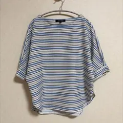 ロートレアモン ブラウス M ブルー ベージュ 総柄 ストレッチ 華やか オフィ