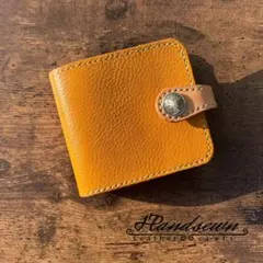 ハンドメイド　本革　二つ折り財布