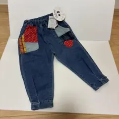 【新品タグ付き】ムージョンジョン デニムパンツ ストレッチ 90 パッチワーク