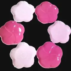 花やか皿6枚 梅&桜 新品 輪花皿 1・4月のサムネイル