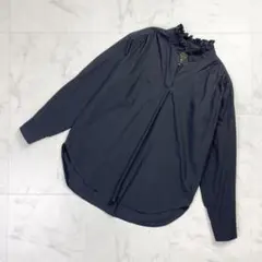 MICA&DEAL フリルネックブラウス 開襟 バンドカラー 黒36*ND155のサムネイル