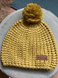 mont-bell ニット帽 黄色 ポンポン付き