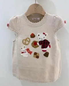 【1度着用】familiarファミリア　ファミちゃんベスト　リアちゃん刺繍80