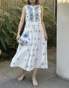 最終お値下げGracecontinental コットンシルク刺繍ワンピース 36