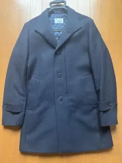 ネイビー ウール ピーコート シングルブレスト