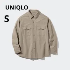 美品 UNIQLO ユニクロ メンズ S ベージュ ジャージー オーバーシャツ