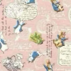 ピーターラビット 綿生地 ピンク 約110cm幅