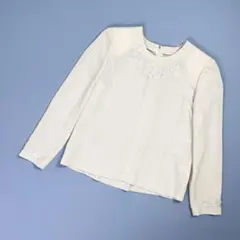 レリアン ローズ刺繍ノーカラーブラウス ベージュ サイズ7*QD795のサムネイル