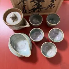 【木箱・栞付】くわ原焼 二代 平尾宗全 煎茶器揃 急須 湯呑み 5客のサムネイル