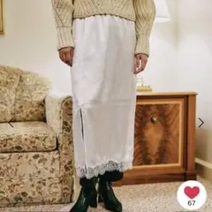 新品ワッシャーサテンレーススカート ★