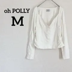 美品✨oh POLLY 【M】チュニック Vネック 長袖 Tシャツ ホワイト
