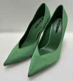 ZARA 緑色 ハイヒール　23.5〜24.0cm