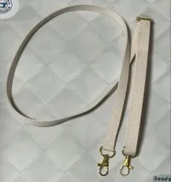 1.5幅 ショルダーストラップ　ピンクベージュ　ゴールド色金具　ハンドメイド