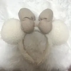 ミッキー風耳付きカチューシャ　ボア