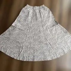 フレアスカート ホワイト/ブラック ヒョウ柄