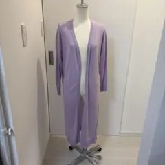 ラベンダー ニット ロングカーディガン